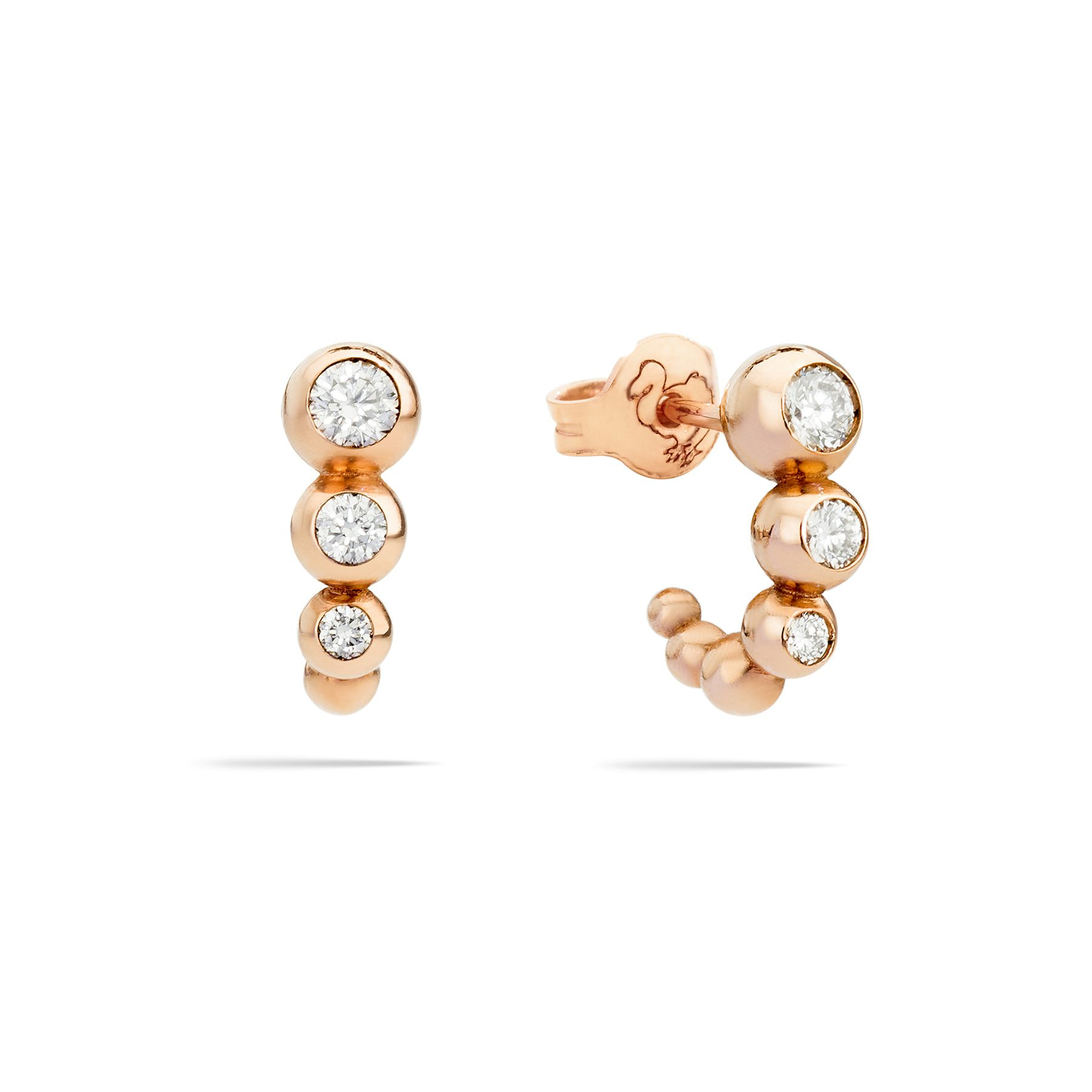 ROSE GOLD & DIAMONDS BOLLICINE STUD EARRINGS